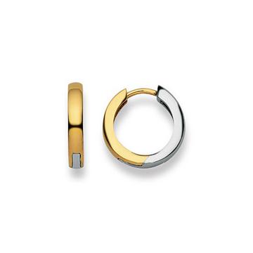 Scharnier-Creolen Bicolor Gelb-/Weissgold 750, 14mm