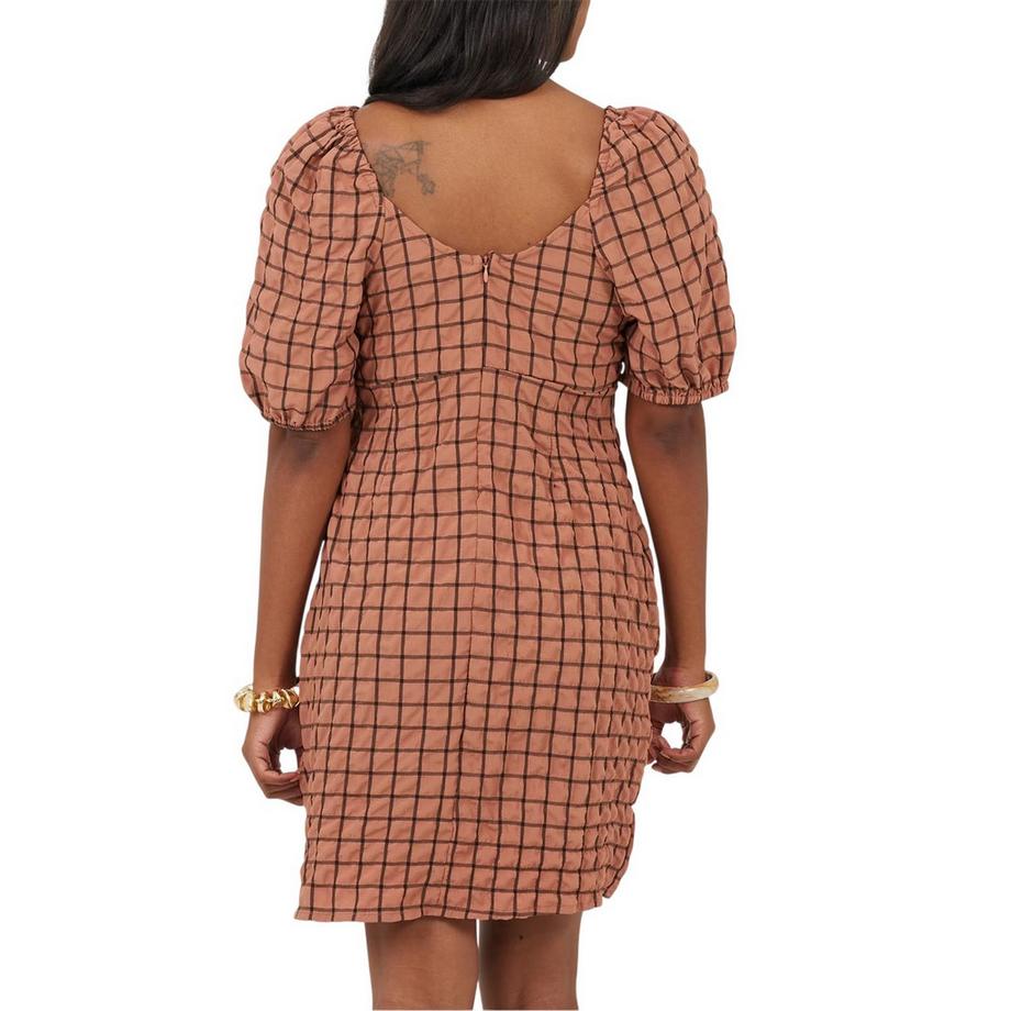 Brave Soul Robe Courte Col Carré Manches Bouffantes  