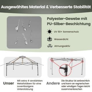 Northix Gazebo da giardino 4 x 4 m con pareti laterali in rete, protezione UV 50+, grigio  