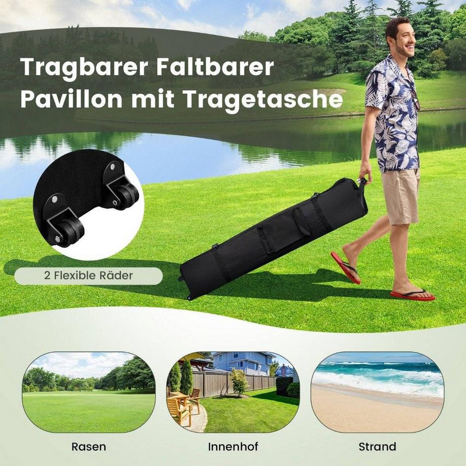 Gazebo da giardino 4 x 4 m con pareti laterali in rete, protezione UV 50+, grigio