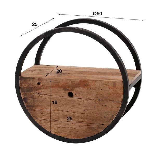 mutoni Étagère murale ronde avec tiroir 50x50  