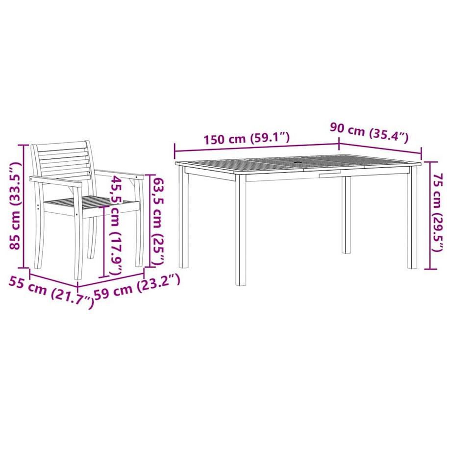 VidaXL Ensemble de jardin bois d'acacia massif  