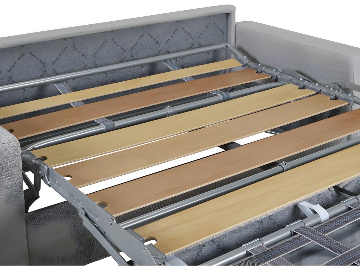 LINEA SOFA Canapé 3 places convertible express en tissu bleu - Couchage lattes larges 140 cm - Matelas 18 cm avec mémoire de forme CALITO  