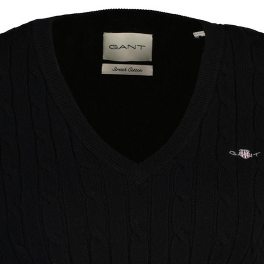 GANT  Pull en tricot  Conforme à la silhouette-STRETCH CABLE V-NECK 