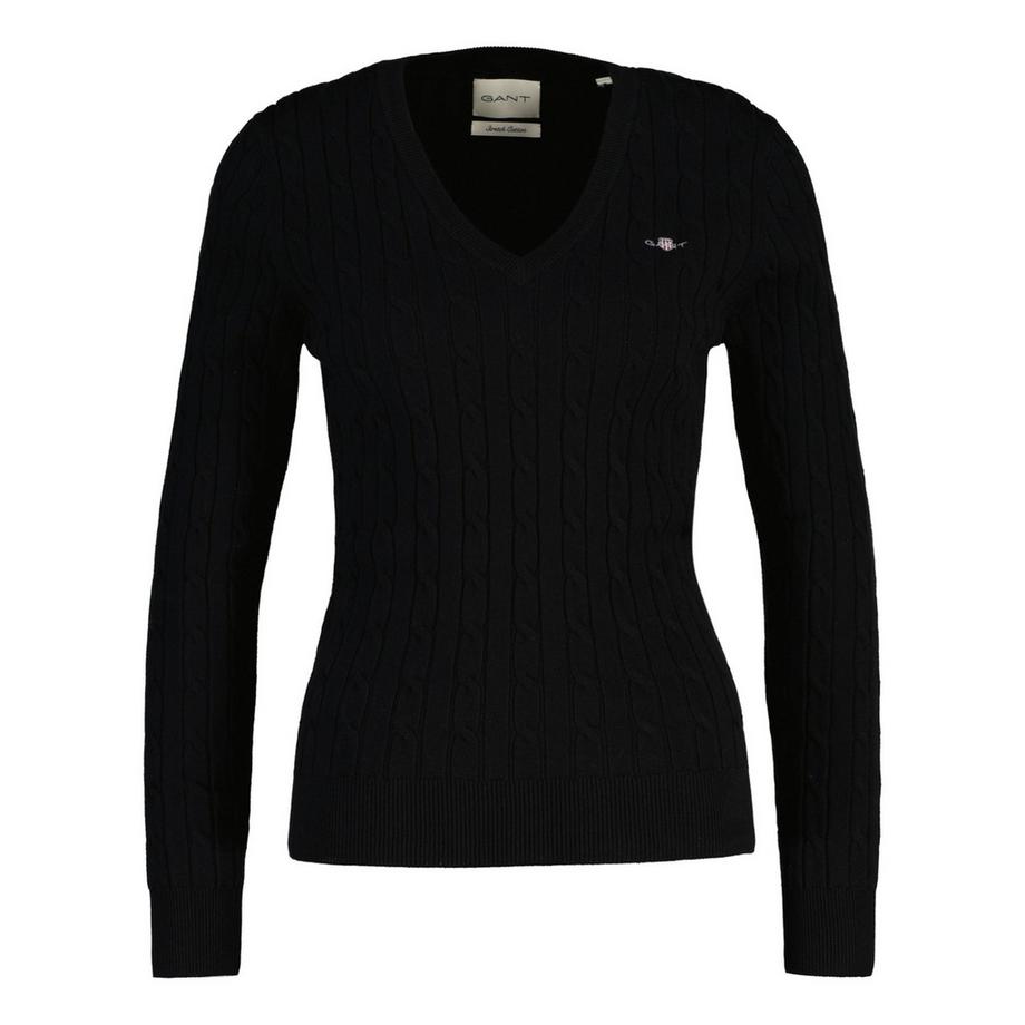 GANT Stretch Cotton Cable V-Neck Pullover  