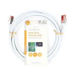 Nedis  Cavo di rete CAT6 | RJ45 maschio | RJ45 maschio | S/FTP | 3,00 m | Rotondo | LSZH | Bianco | Etichetta 