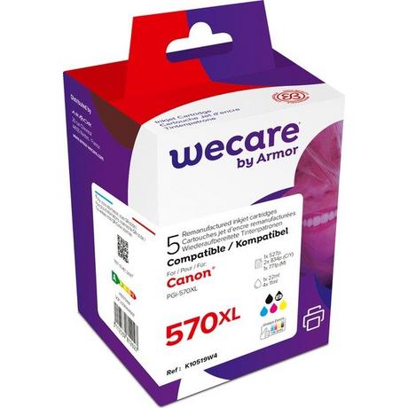 wecare  WECARE Multipack rebuilt XL BKCMY PGCL570/1 zu Canon PIXMA MG5750 22/11ml 