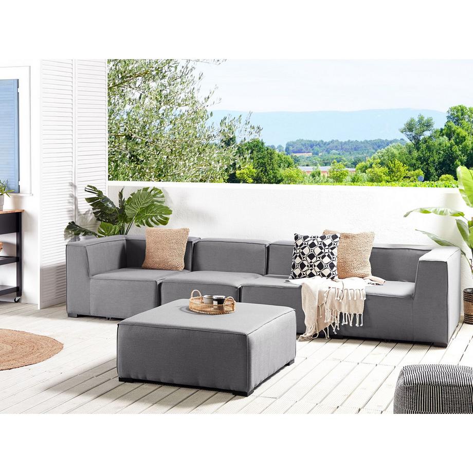 Beliani Canapé avec pouf en Tissu Minimaliste AREZZO  