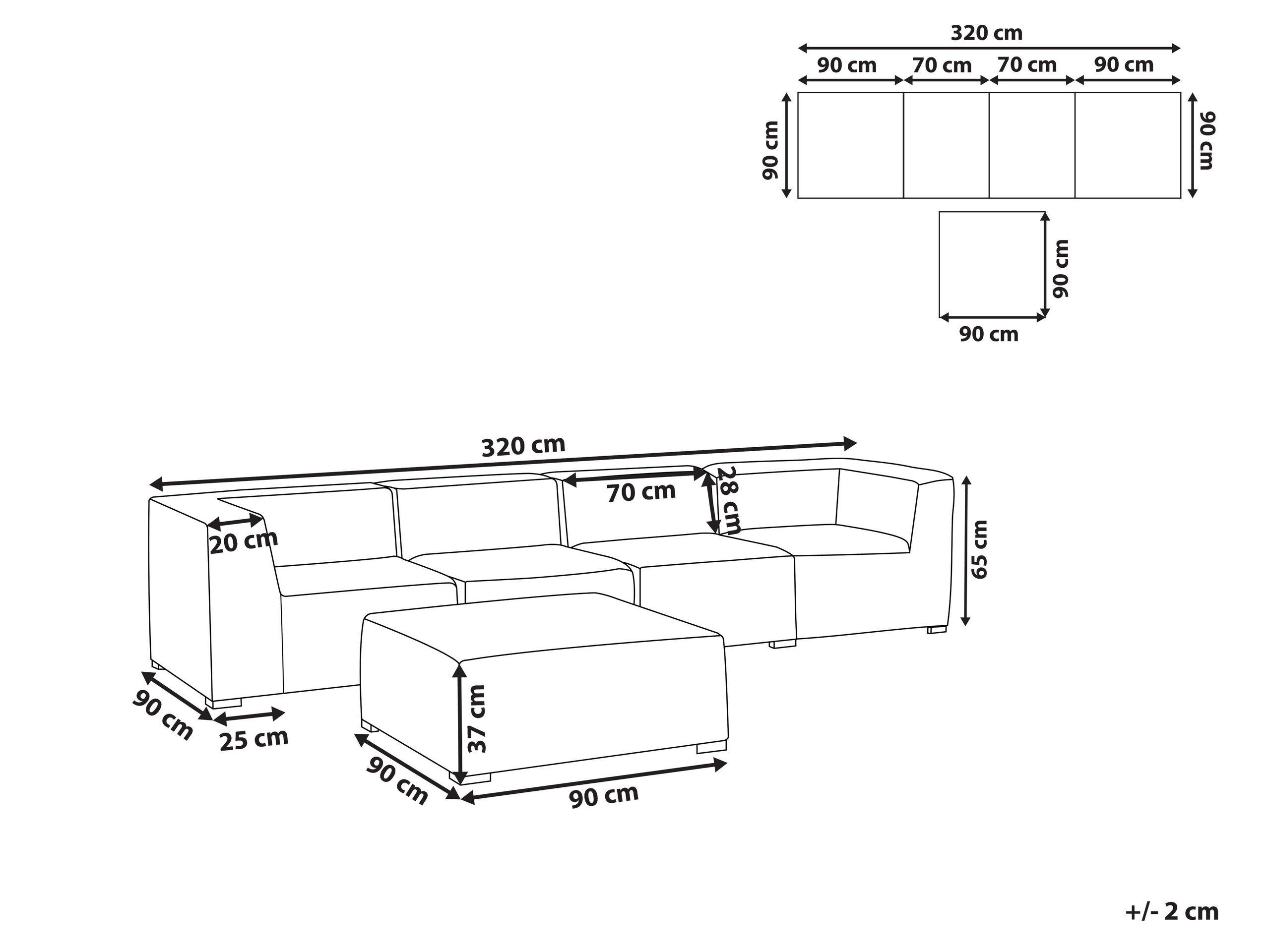 Beliani Sofa mit Ottomane aus Polyester Minimalistisch AREZZO  