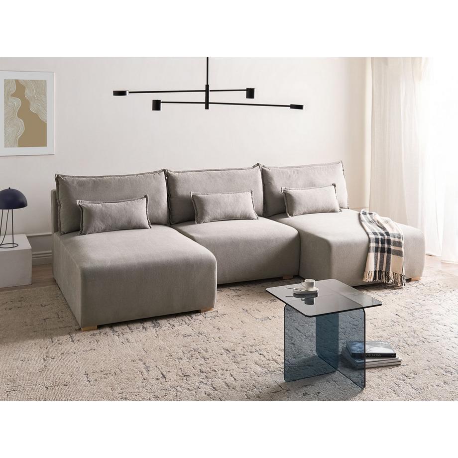 Beliani U-förmiges Sofa aus Stoff Minimalistisch NERBO  