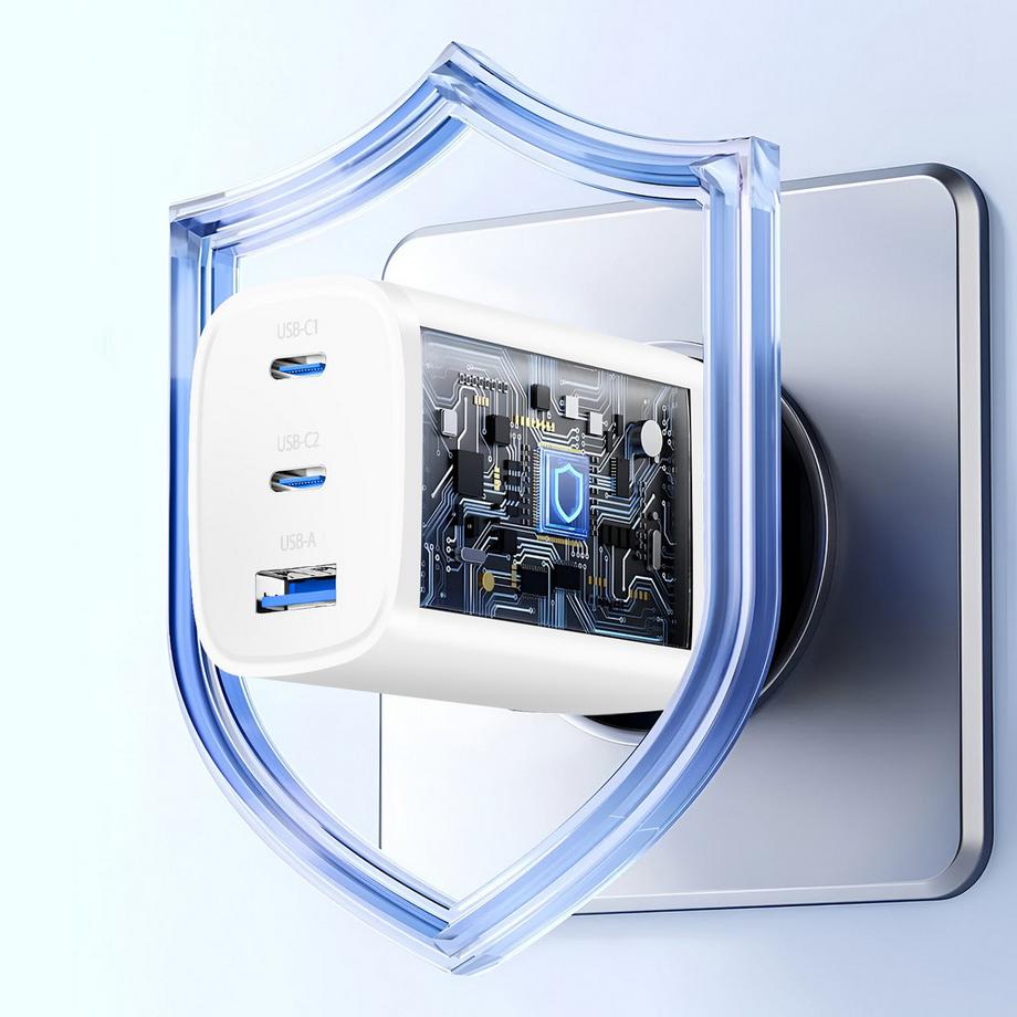 3mk Protection  Wandladegerät 2 USB-C + USB 65W GaN 3mk 