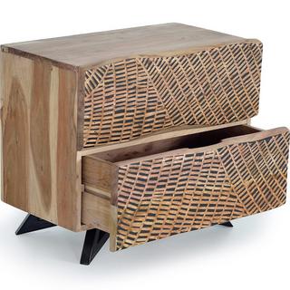 mutoni Table de chevet bois d'acacia naturel 57x50  
