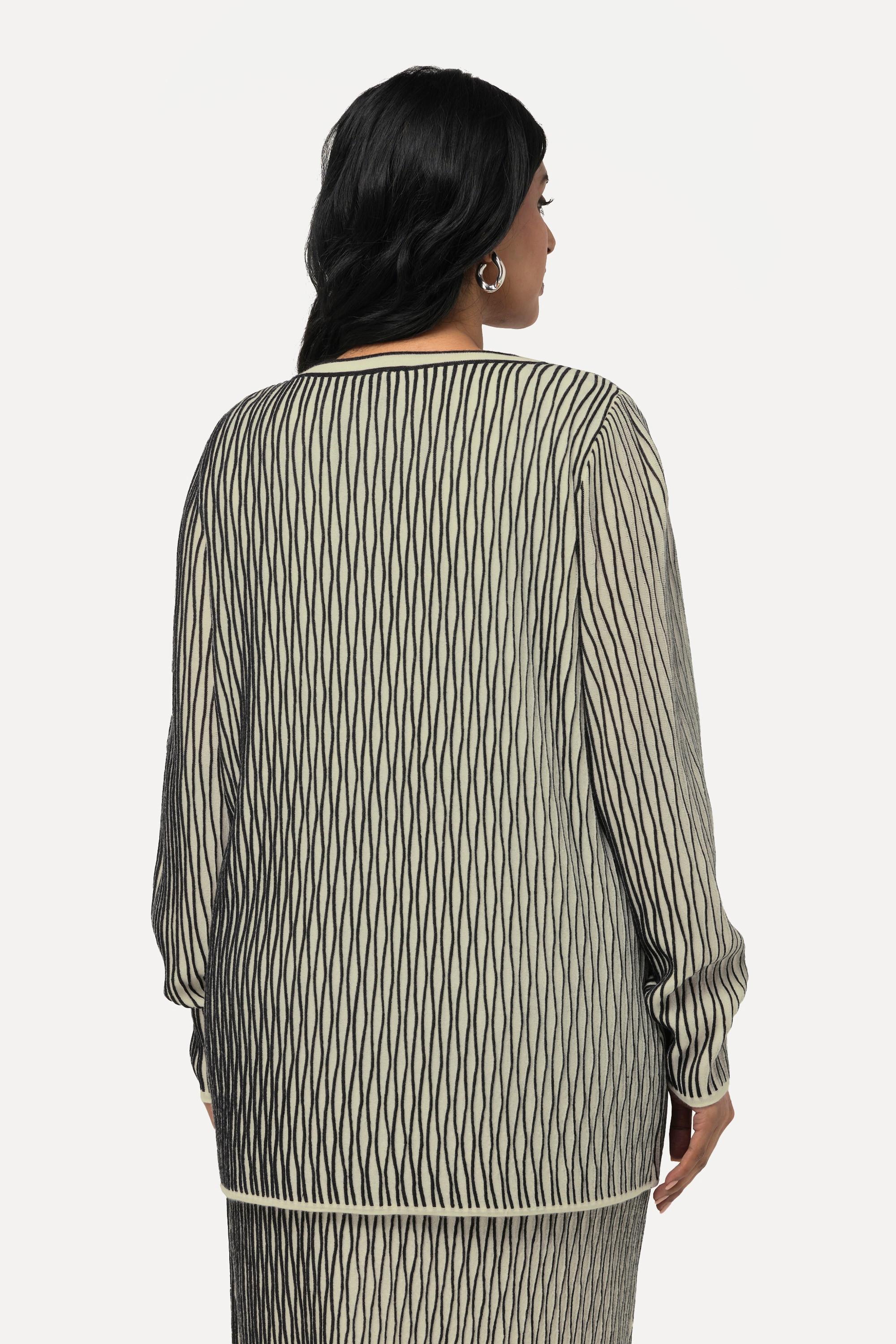 Ulla Popken Cardigan 3D Struttura Scollo a V Maniche Lunghe  