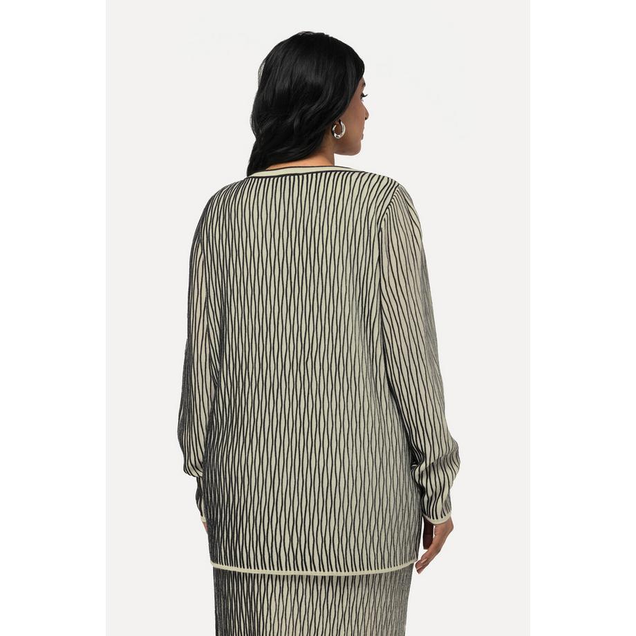 Ulla Popken Cardigan 3D Texture Col V Manches Longues  