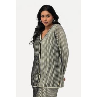 Ulla Popken Cardigan 3D Struttura Scollo a V Maniche Lunghe  