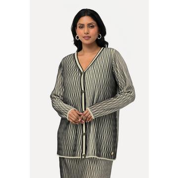 Cardigan con lana, lavorazione 3D, scollo a V e maniche lunghe