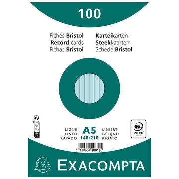 Confezione 100 cartoncini bristol a righe non perforati 148x210mm - x 10