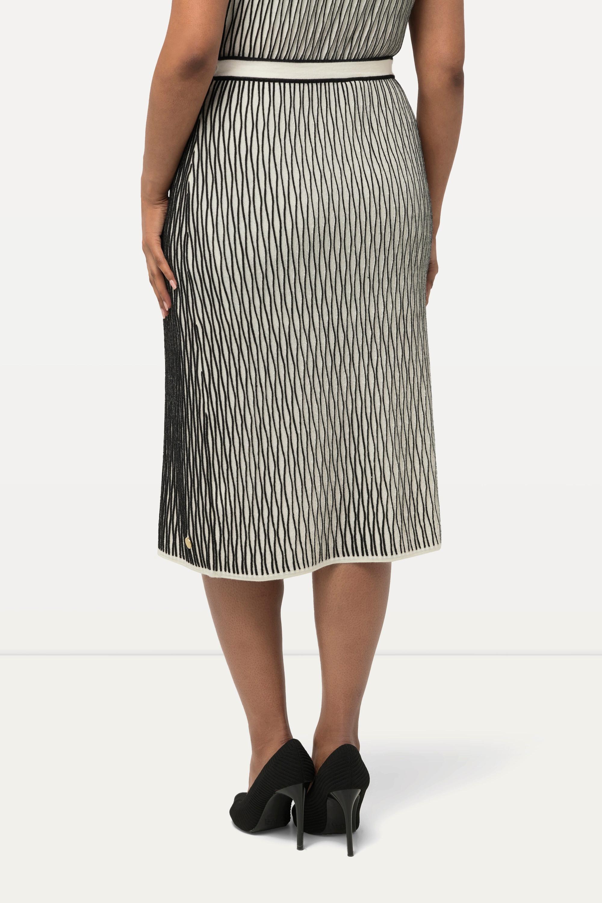 Ulla Popken Jupe en maille Laine mélangée Texture 3D Taille élastique  