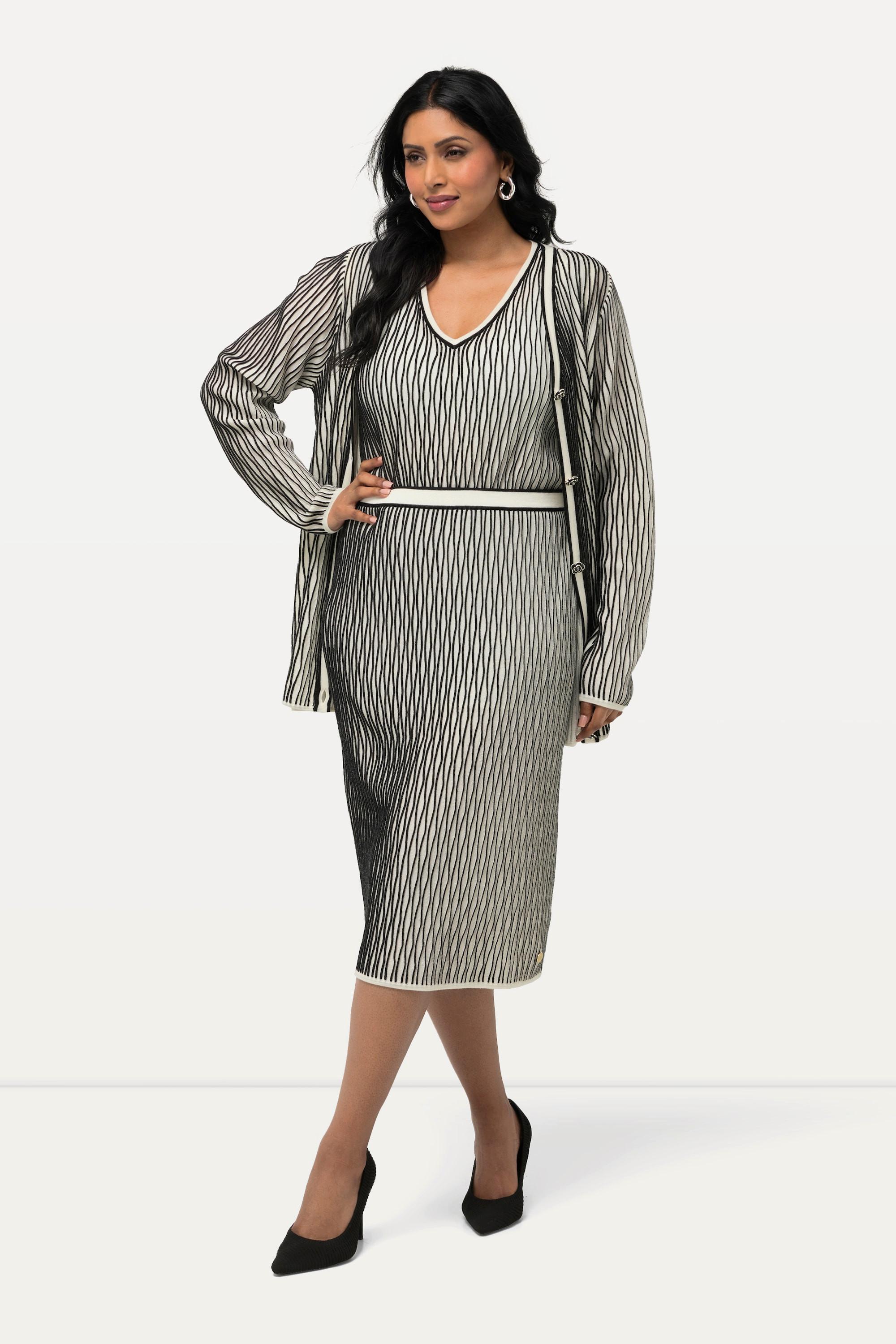 Ulla Popken Jupe en maille Laine mélangée Texture 3D Taille élastique  