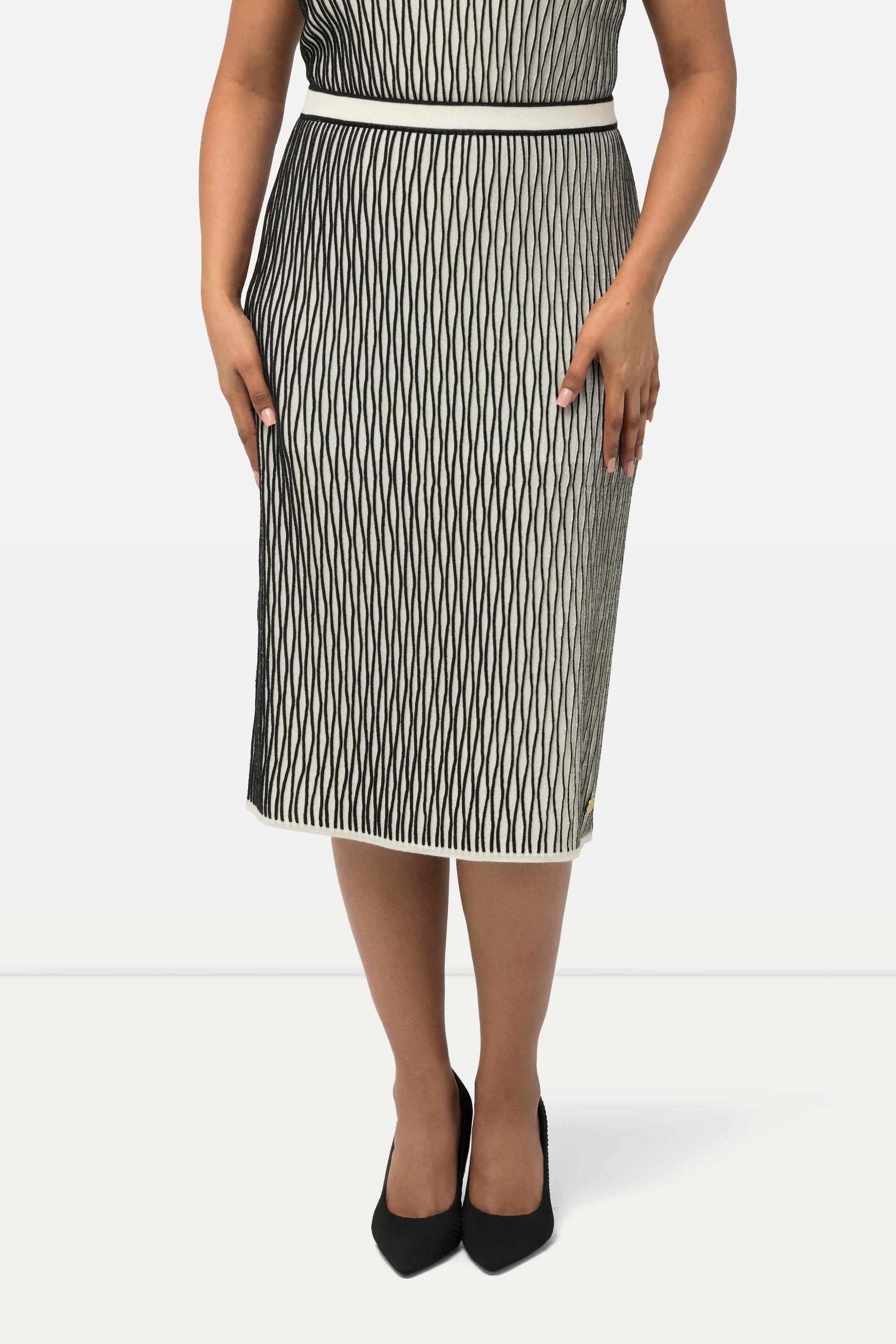 Ulla Popken Strickrock Wollmix 3D-Struktur Elastikbund  