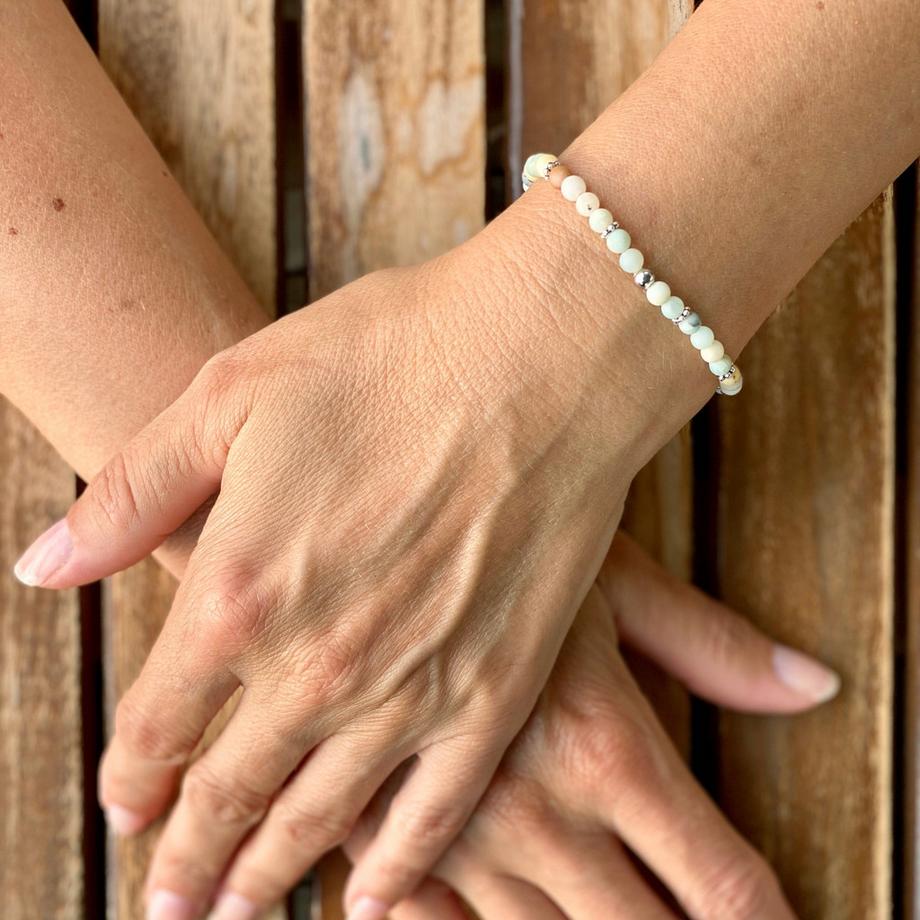 Balibay  Elena  Stretch Armband mit Amazonit & 925 Silber 