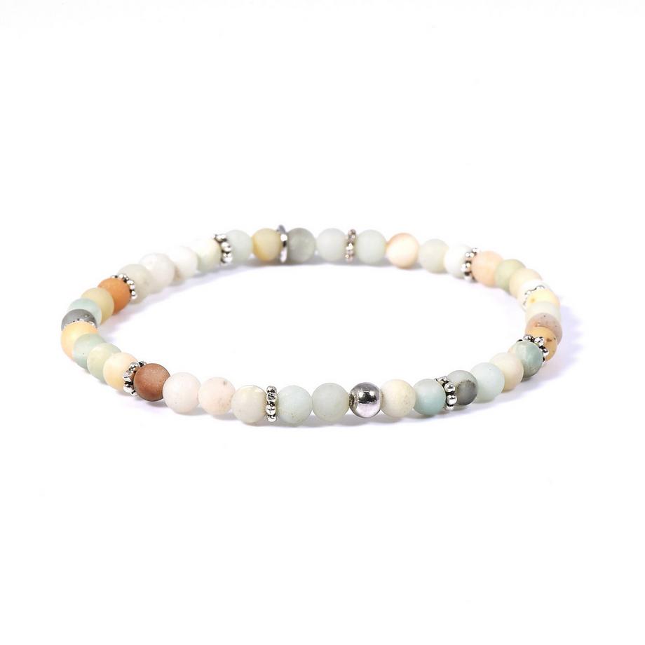 Elena  Stretch Armband mit Amazonit & 925 Silber