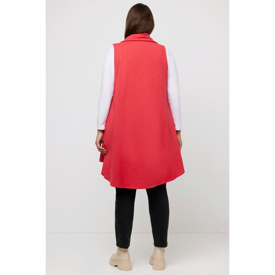 Ulla Popken Gilet in felpa taglio svasato collo alto volant  