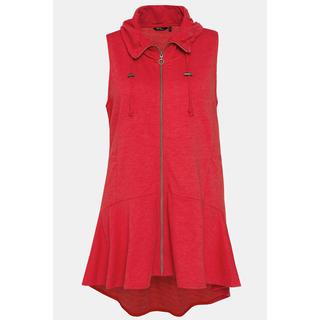 Ulla Popken  Gilet en molleton, ligne A, col montant, coutures viennoises, volant 