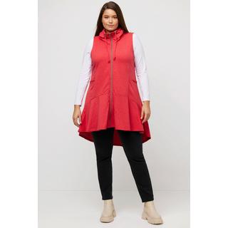 Ulla Popken  Gilet en molleton, ligne A, col montant, coutures viennoises, volant 