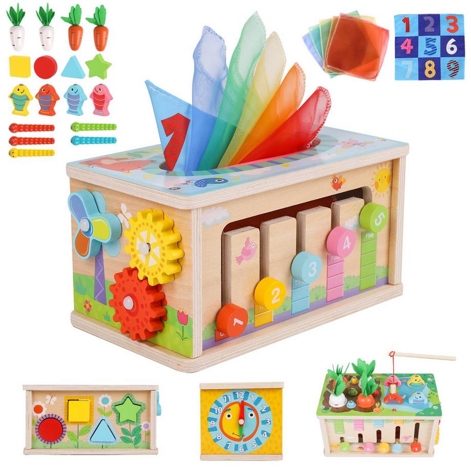 Taschentuchbox Baby ab 6 Monaten, Motorisches Spielzeug