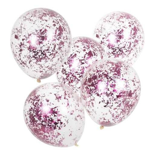 Ginger Ray  5 Ballons Micro- Confettis Rose 