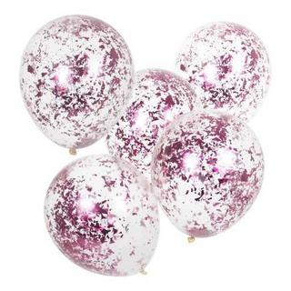 Ginger Ray  5 Ballons Micro- Confettis Rose 