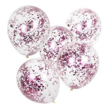 5 Ballons Micro- Confettis Rose