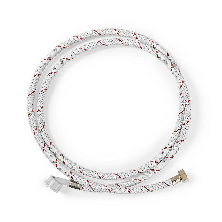 Nedis Tuyau d'entrée en nylon | 1/2'' | 3/4'' | 10 Bar | 90 °C | 2.00 m | Application : Vaisselle / Machine à laver | Nylon | Rouge / Blanc  