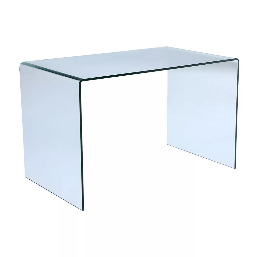 Vente-unique - Bureau - Verre courbé - Transparent - elstron
