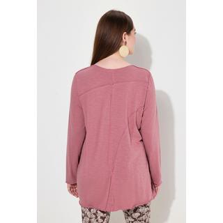 Ulla Popken  Shirt, Ziernähte, V-Ausschnitt, 3/4-Arm, Biobaumwolle 