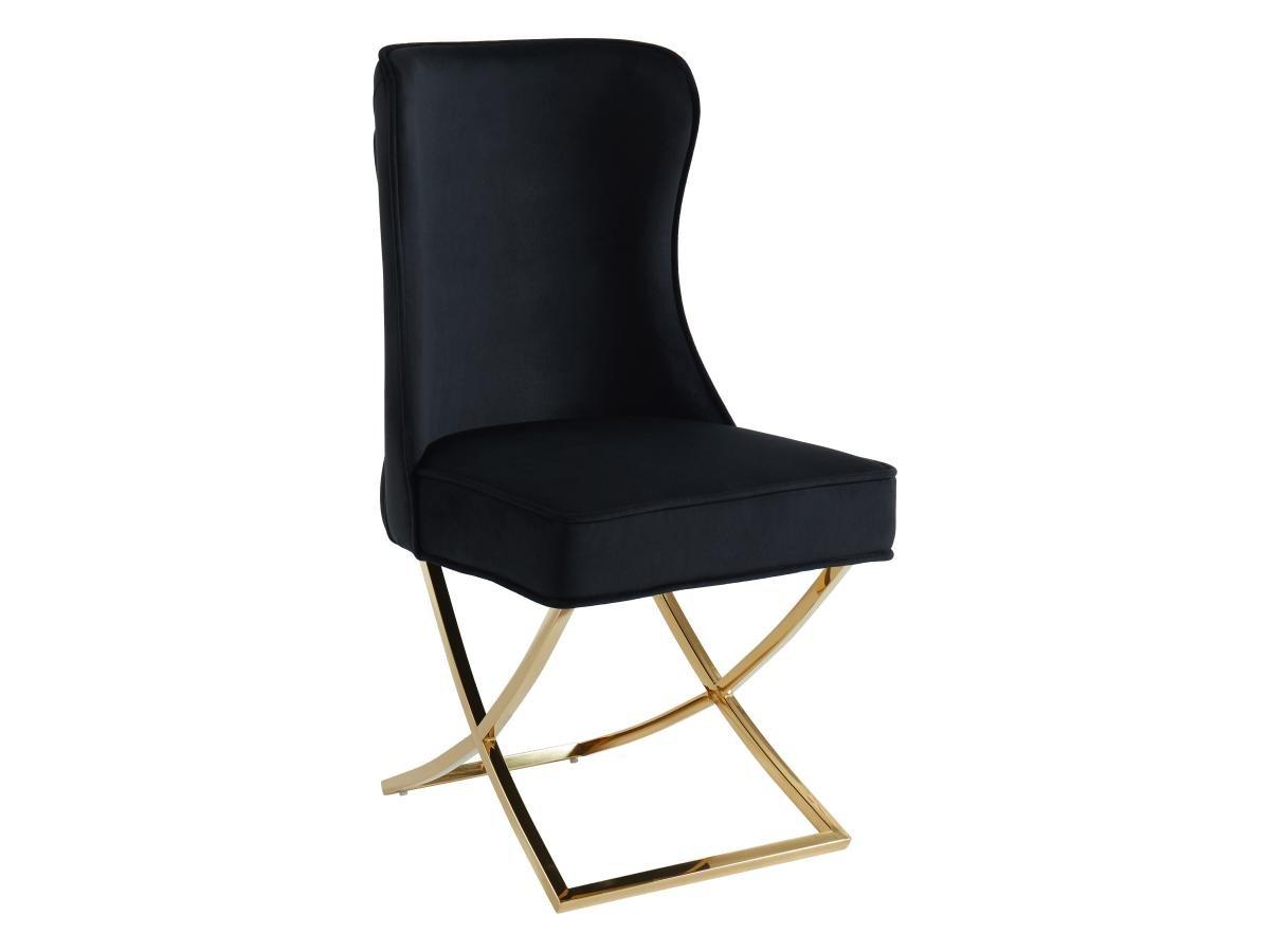 PASCAL MORABITO Lot de 6 chaises en velours et acier inoxydable doré - Noir - MARELANO de Pascal MORABITO  