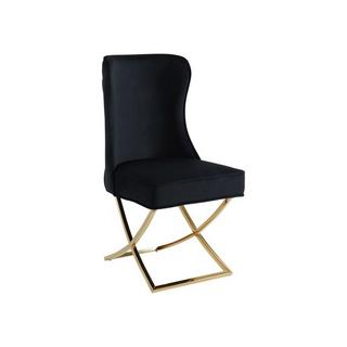 PASCAL MORABITO Lot de 6 chaises en velours et acier inoxydable doré - Noir - MARELANO de Pascal MORABITO  