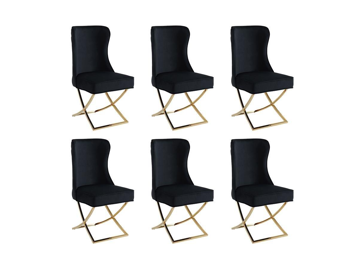 PASCAL MORABITO Lot de 6 chaises en velours et acier inoxydable doré - Noir - MARELANO de Pascal MORABITO  