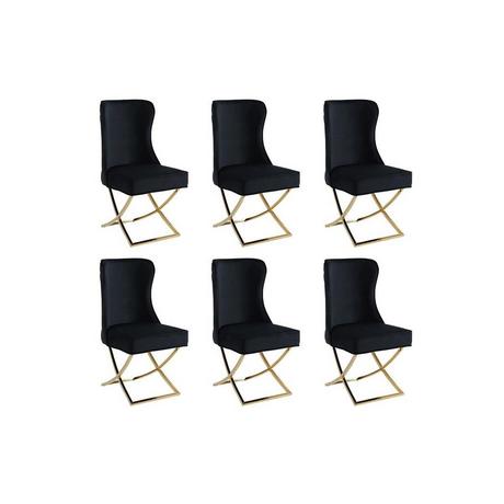 PASCAL MORABITO Lot de 6 chaises en velours et acier inoxydable doré - Noir - MARELANO de Pascal MORABITO  