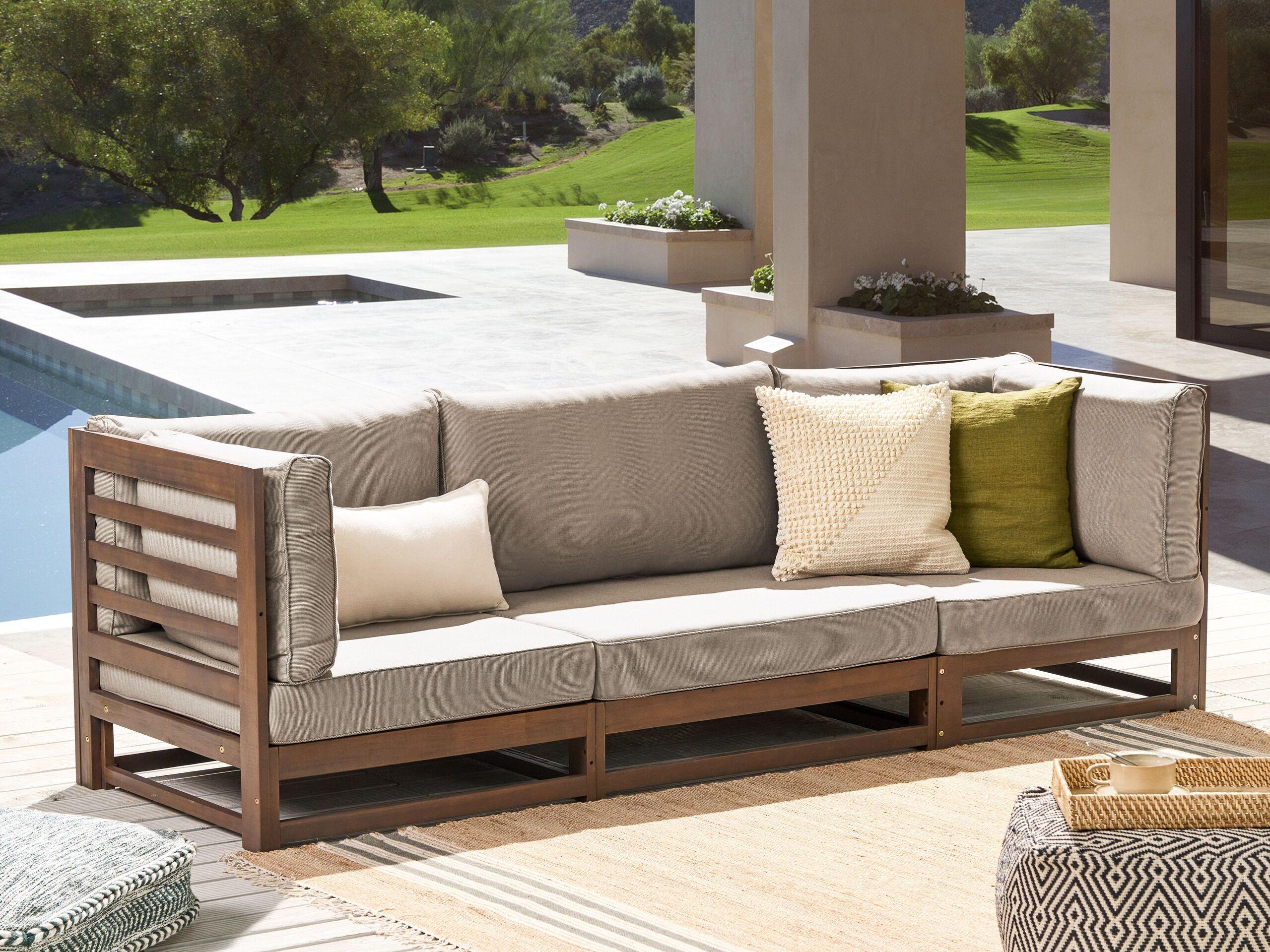 Beliani 3 Sitzer Sofa aus FSC® zertifiziertes Akazienholz Skandinavisch TRANI  