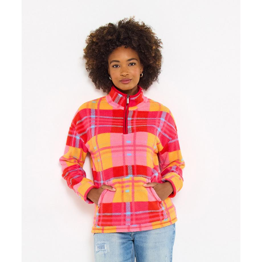 Joe Browns Top in Pile a Quadri con Mezza Zip  