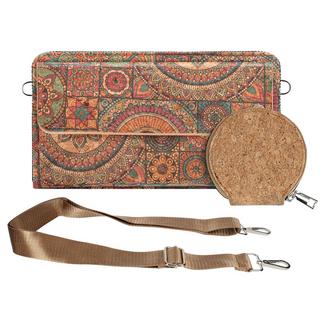 Avizar  Pochette in sughero, collezione MandalaVibe chiusura a zip e magnetica 