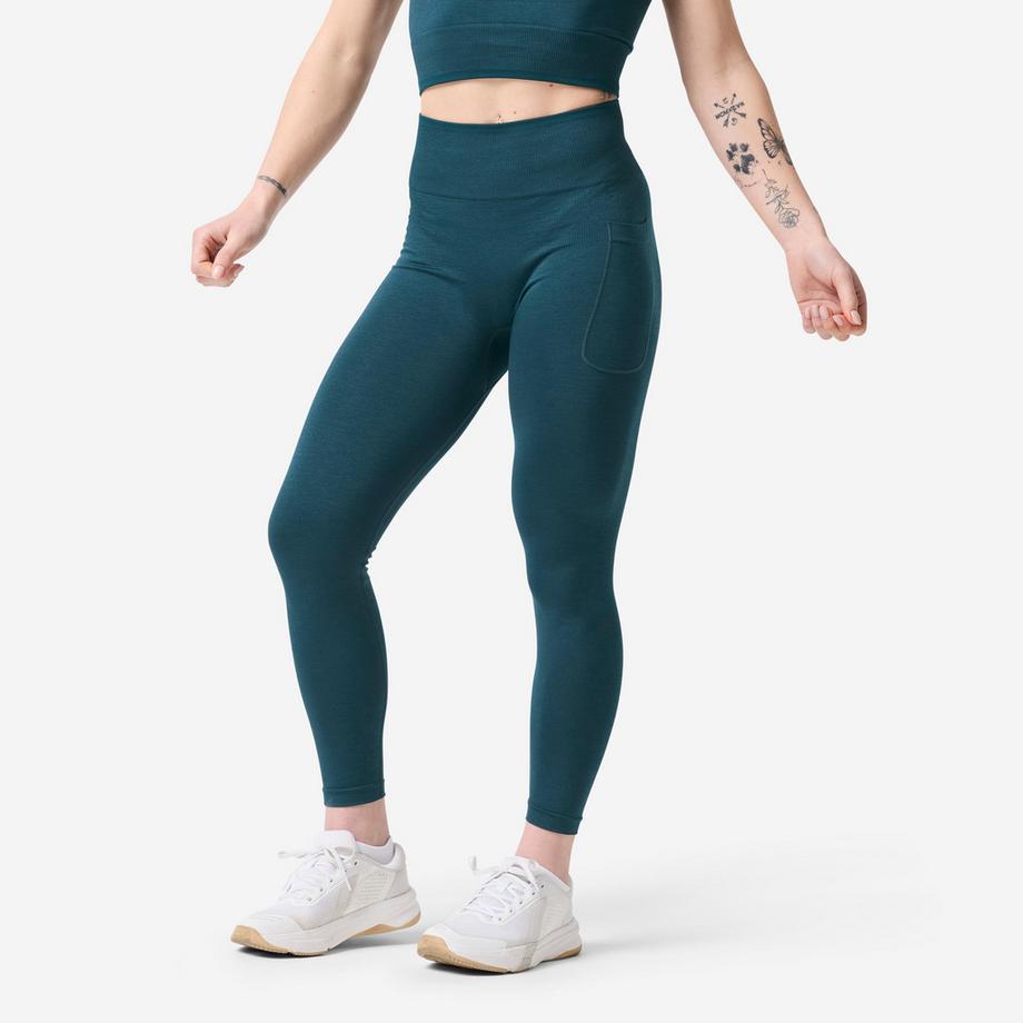 Nahtlose Krafttrainings-Leggings , Entenblau