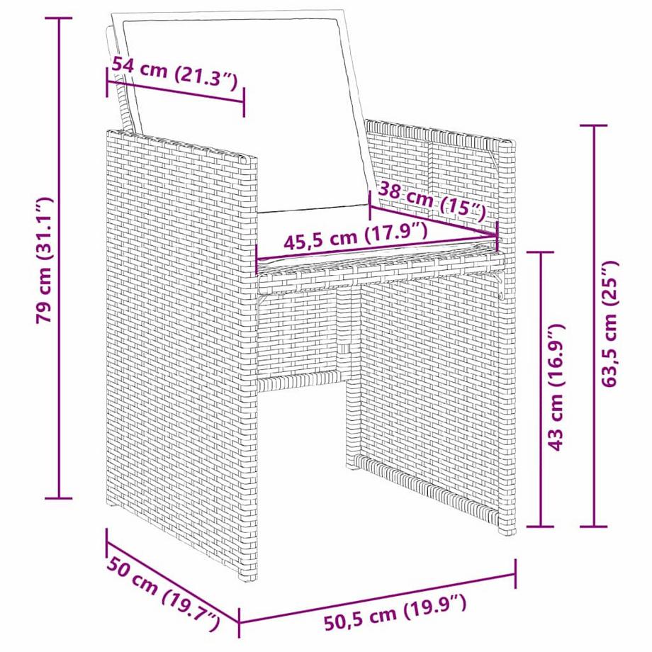 VidaXL Ensemble de salle à manger pour jardin poly rattan  