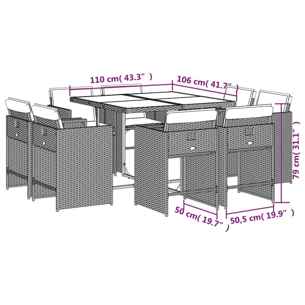 VidaXL Ensemble de salle à manger de jardin rotin synthétique  