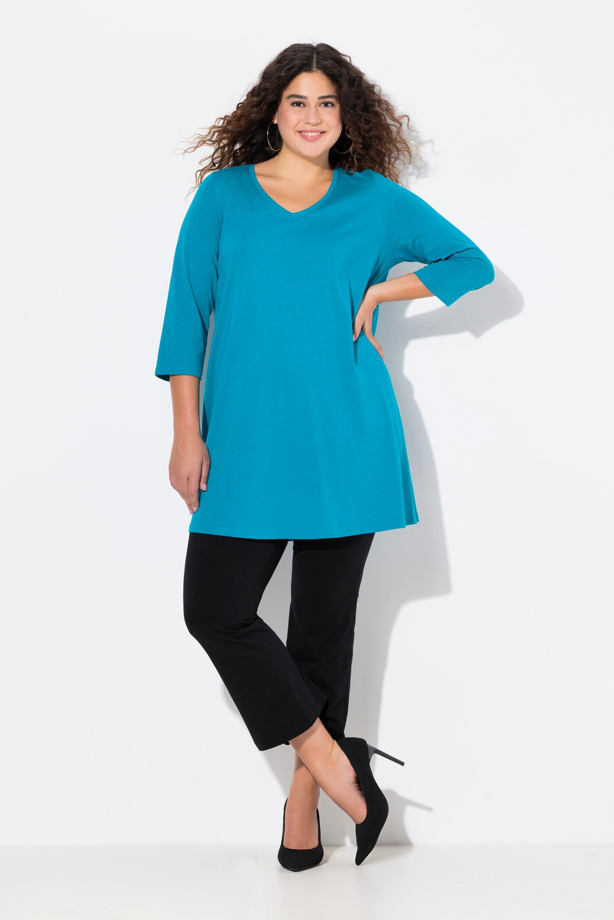 Ulla Popken  Longshirt, A-Linie, V-Ausschnitt, 3/4-Arm 