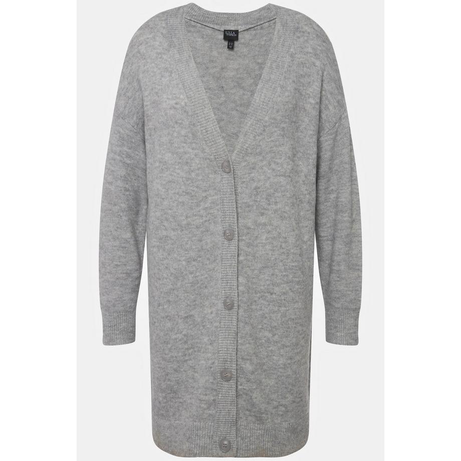 Ulla Popken Cardigan Boxy Maille Fine Boutons Encolure V  