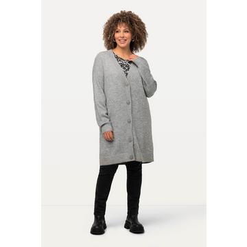 Cardigan di maglia fine con taglio squadrato, scollo a V e bottoni