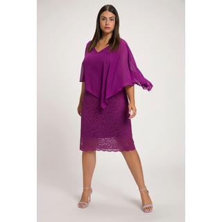 Ulla Popken  Abito da sera con mantellina di chiffon, jersey, orlo con pizzo e maniche a 3/4 